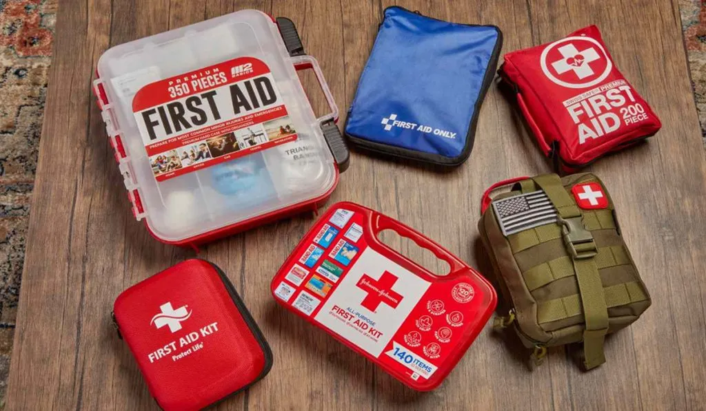 A range of first aid kits for different applications, from civilian to tactical use